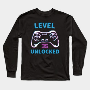 Level 35 Unlocked Retro Vintage Controller Long Sleeve T-Shirt